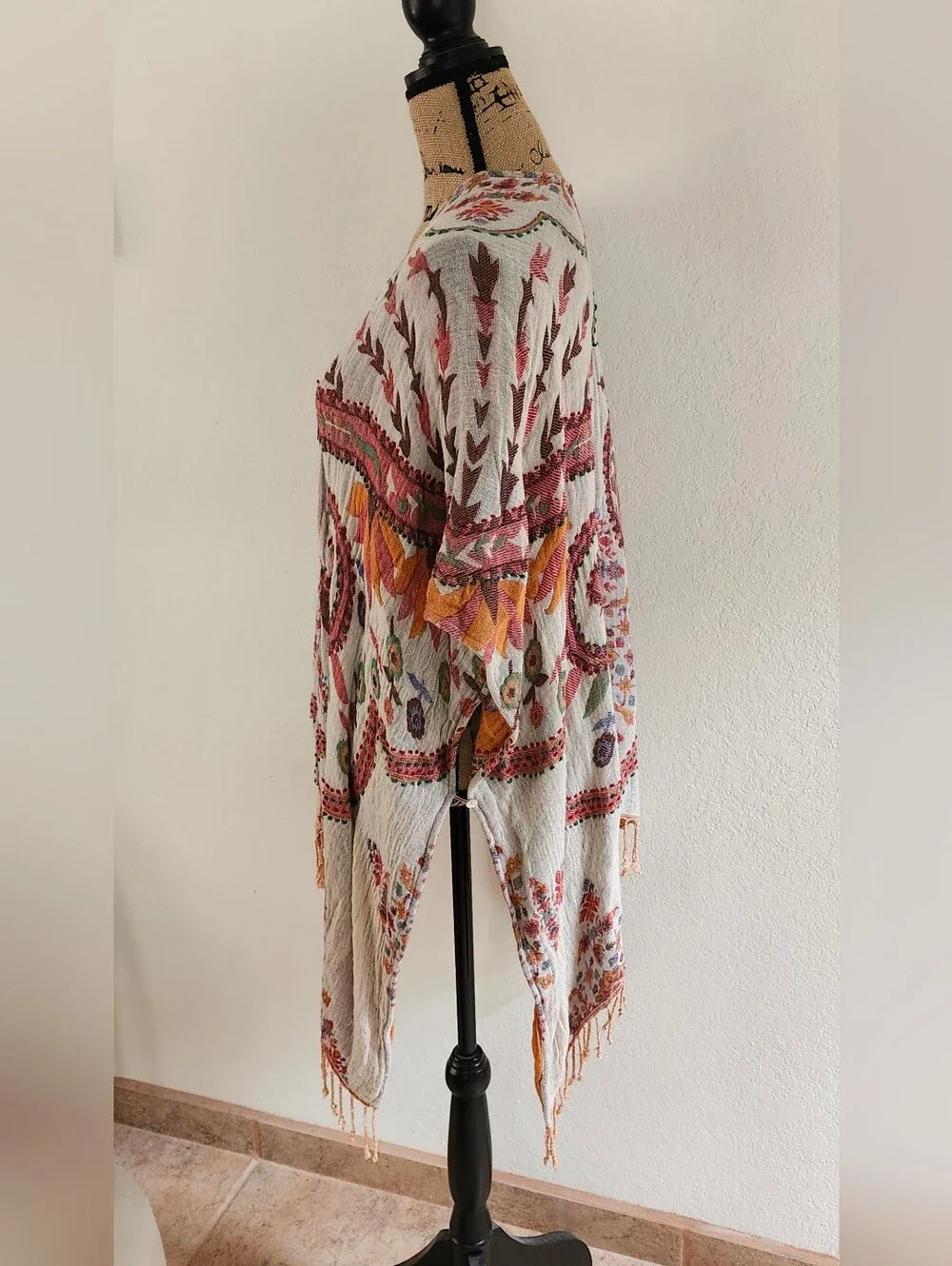 Reversible Boho Fringe Kimono Cover-up One Size